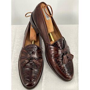 Johnston & Murphy Dark Brown Crocodile Design Tassel Loafers Men's  Size 10.5N S